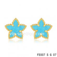 Cheap Van Cleef & Arpels Sweet Alhambra Star Earrings Yellow Gold,Turquoise